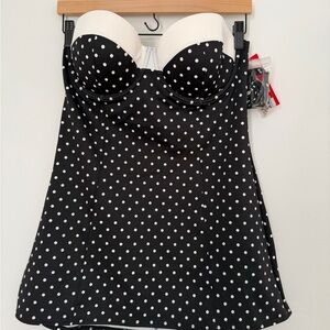NWT Spanx Retro Polka Dot Dresskini Swim Top 12